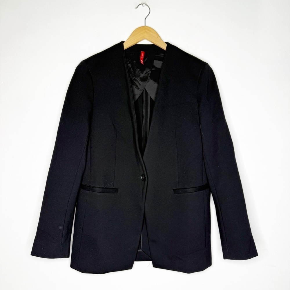 Spanx Black Collarless One Button Blazer Jacket S… - image 2